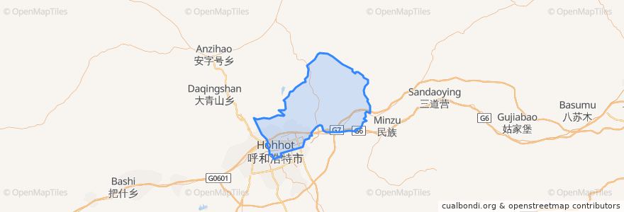 Mapa de ubicacion de 新城区 ᠰᠢᠨ᠎ᠡ ᠬᠣᠲᠠ ᠲᠣᠭᠣᠷᠢᠭ.