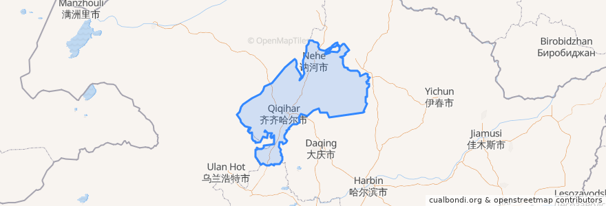 Mapa de ubicacion de Qiqihar City.