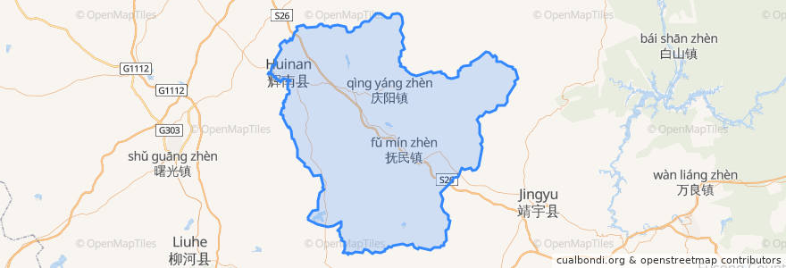 Mapa de ubicacion de Huinan County.