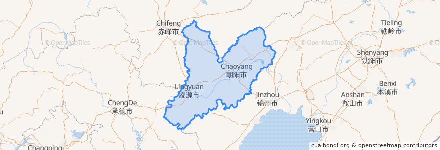 Mapa de ubicacion de Chaoyang City.