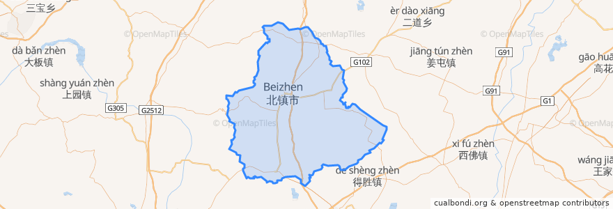 Mapa de ubicacion de Beizhen City.