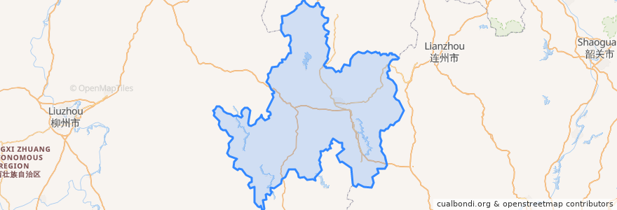Mapa de ubicacion de 賀州市.