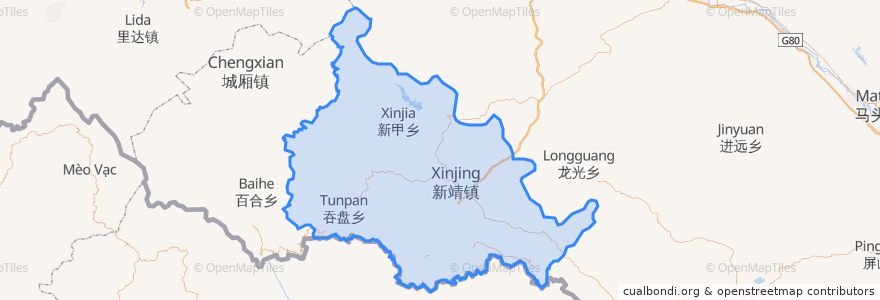Mapa de ubicacion de Jingxi City.
