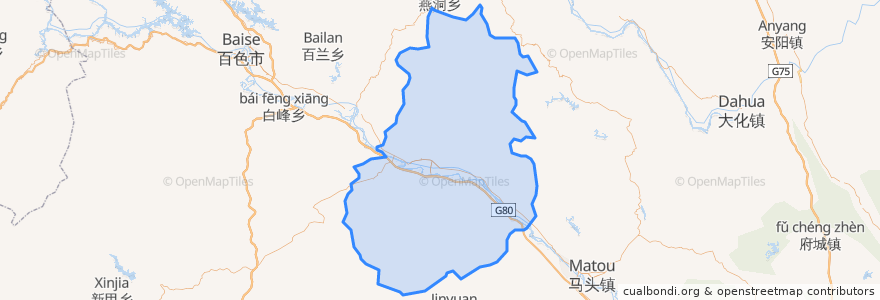 Mapa de ubicacion de Tiandong County.