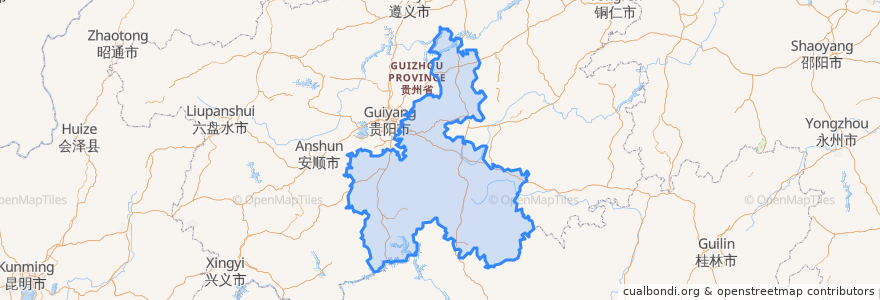 Mapa de ubicacion de Qiannan.
