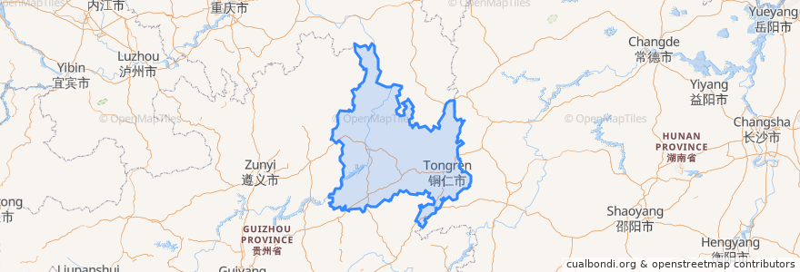 Mapa de ubicacion de Tongren.