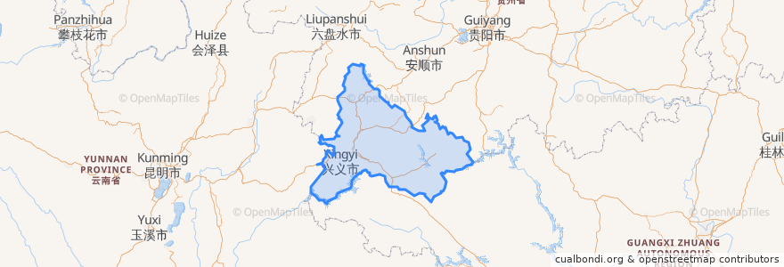 Mapa de ubicacion de Qianxinan.