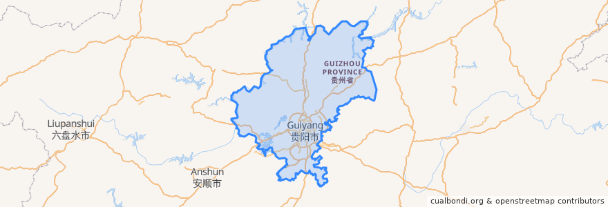 Mapa de ubicacion de Guiyang.