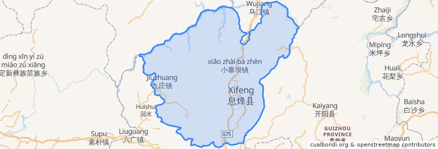 Mapa de ubicacion de Xifeng.