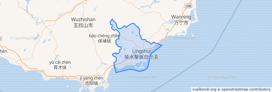 Mapa de ubicacion de Lingshui Li Autonomous County.