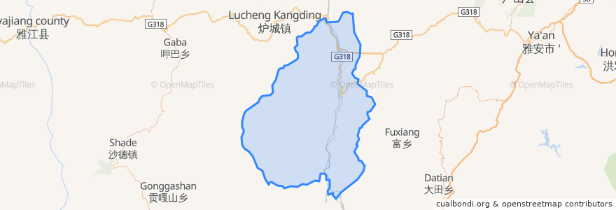 Mapa de ubicacion de 泸定县 ལྕགས་ཟམ་རྫོང།.