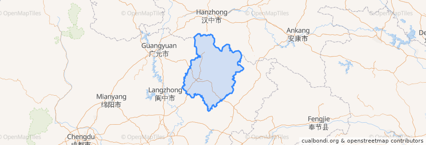 Mapa de ubicacion de Bazhong.