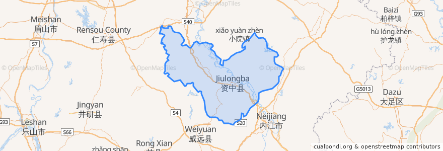 Mapa de ubicacion de Zizhong County.