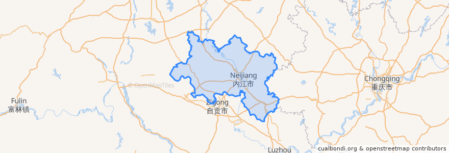 Mapa de ubicacion de Neijiang.