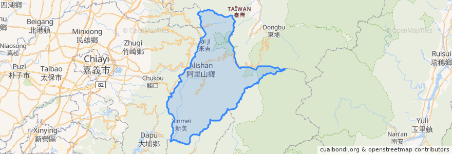 Mapa de ubicacion de Alishan Township.