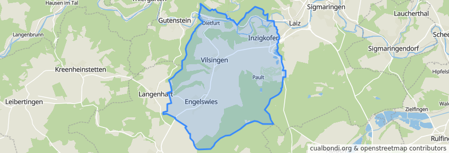 Mapa de ubicacion de Inzigkofen.