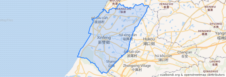 Mapa de ubicacion de Xinfeng Township.