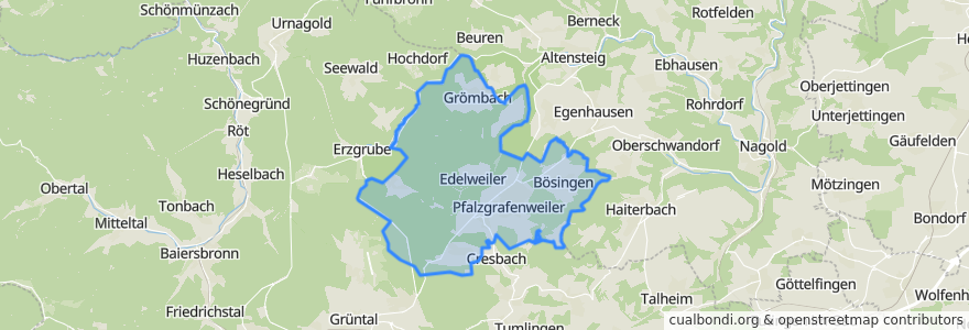 Mapa de ubicacion de Verwaltungsgemeinschaft Pfalzgrafenweiler.