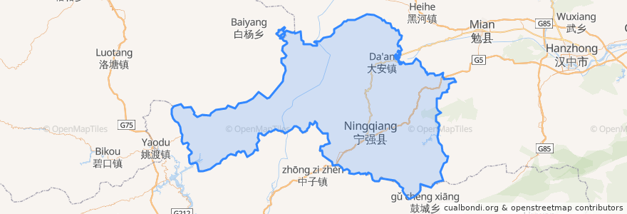 Mapa de ubicacion de Ningqiang County.