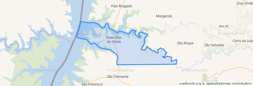 Mapa de ubicacion de Entre Rios do Oeste.