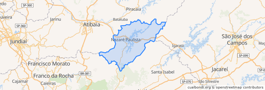 Mapa de ubicacion de Nazaré Paulista.