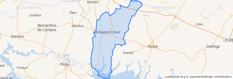 Mapa de ubicacion de Cerqueira César.