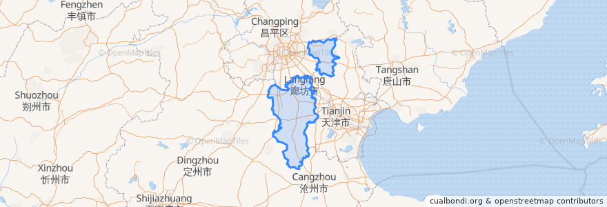 Mapa de ubicacion de Langfang.
