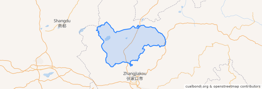 Mapa de ubicacion de Zhangbei County.