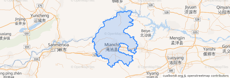 Mapa de ubicacion de Mianchi County.