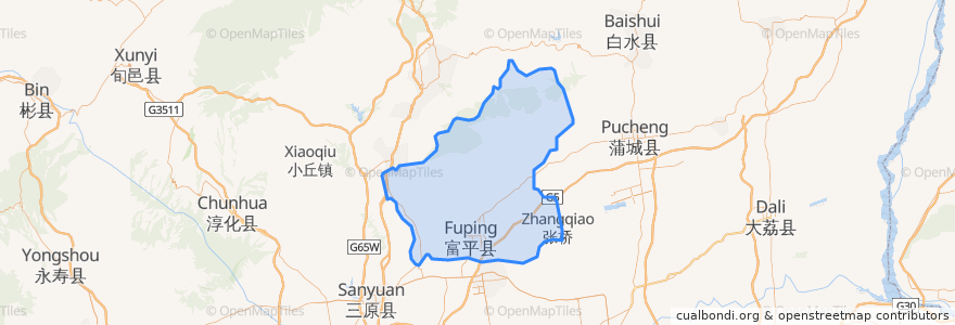 Mapa de ubicacion de Fuping County.