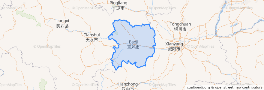 Mapa de ubicacion de 宝鶏市.