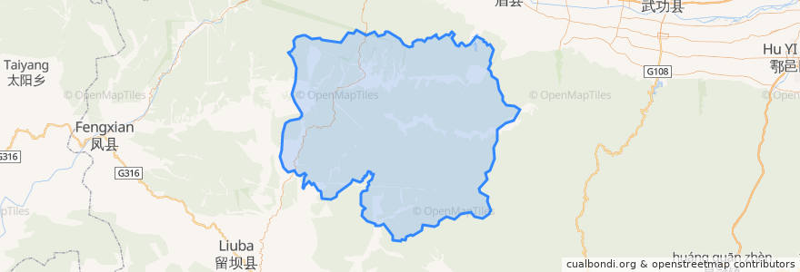 Mapa de ubicacion de Taibai County.