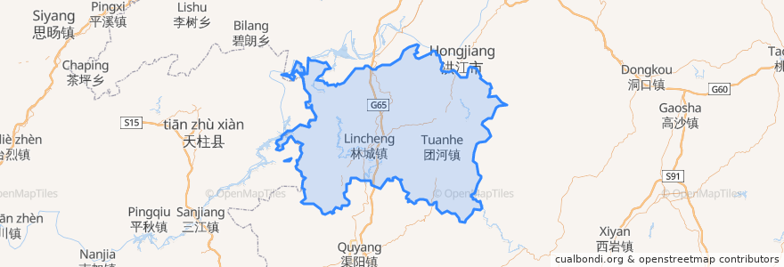 Mapa de ubicacion de Huitong County.