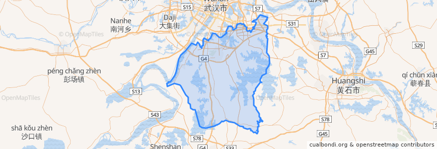 Mapa de ubicacion de Jiangxia District.