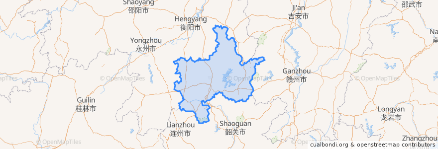 Mapa de ubicacion de Chenzhou.