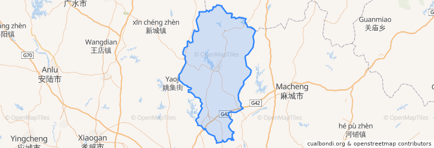 Mapa de ubicacion de Xian de Hong'an.