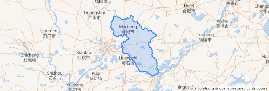 Mapa de ubicacion de Huanggang.