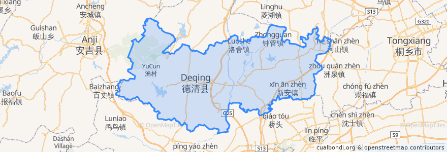 Mapa de ubicacion de شهرستان دچینگ (چجیانگ).