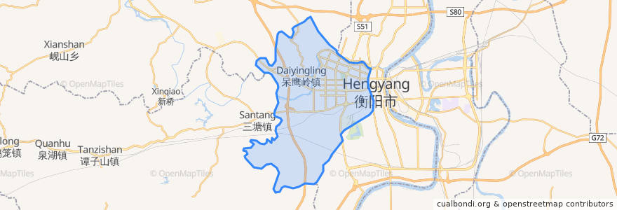 Mapa de ubicacion de Zhengxiang District.