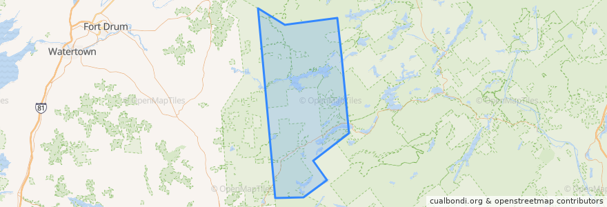 Mapa de ubicacion de Town of Webb.