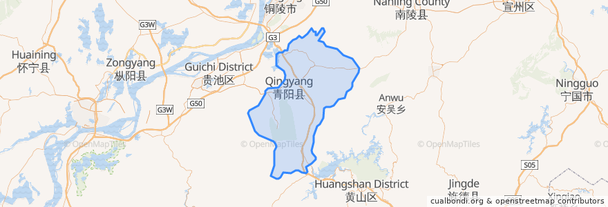 Mapa de ubicacion de Qingyang County.