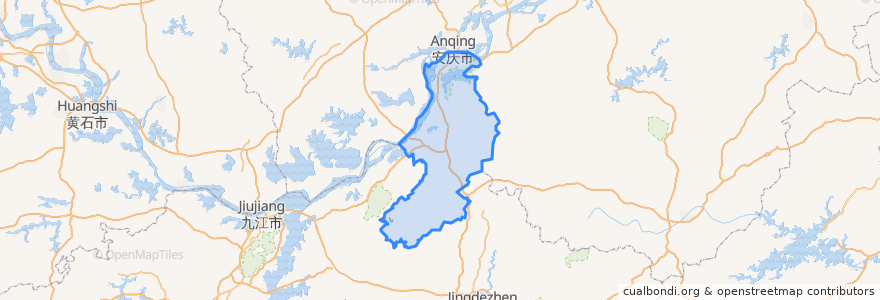 Mapa de ubicacion de 東至県.