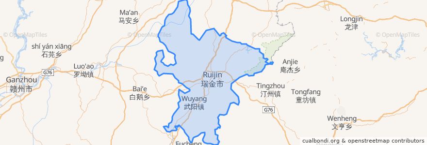 Mapa de ubicacion de Ruijin.