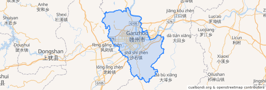 Mapa de ubicacion de Zhanggong.