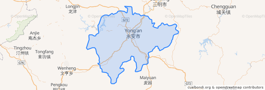 Mapa de ubicacion de Yong’an.