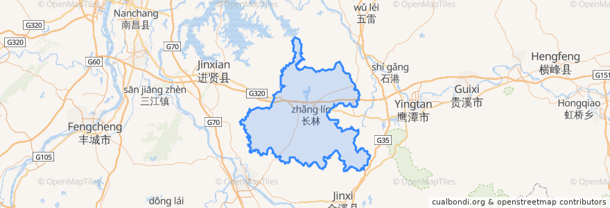 Mapa de ubicacion de Dongxiang.