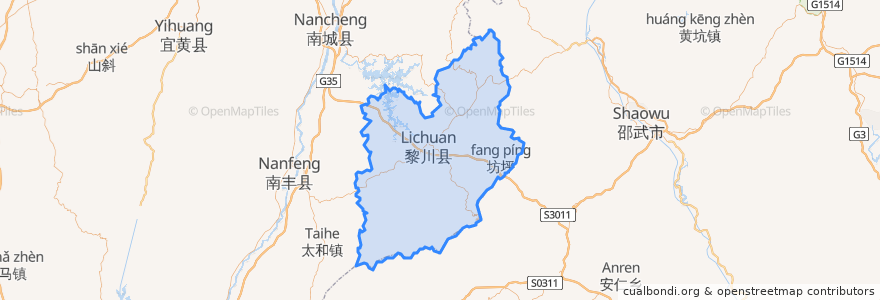 Mapa de ubicacion de 黎川県.