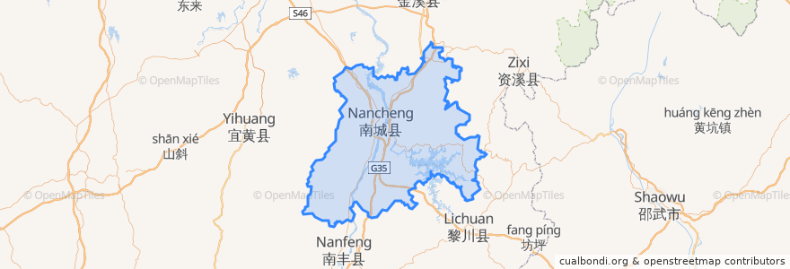 Mapa de ubicacion de Nancheng County.