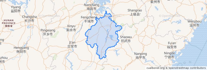 Mapa de ubicacion de Fuzhou City.