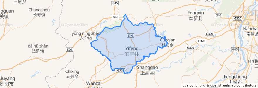 Mapa de ubicacion de Yifeng County.